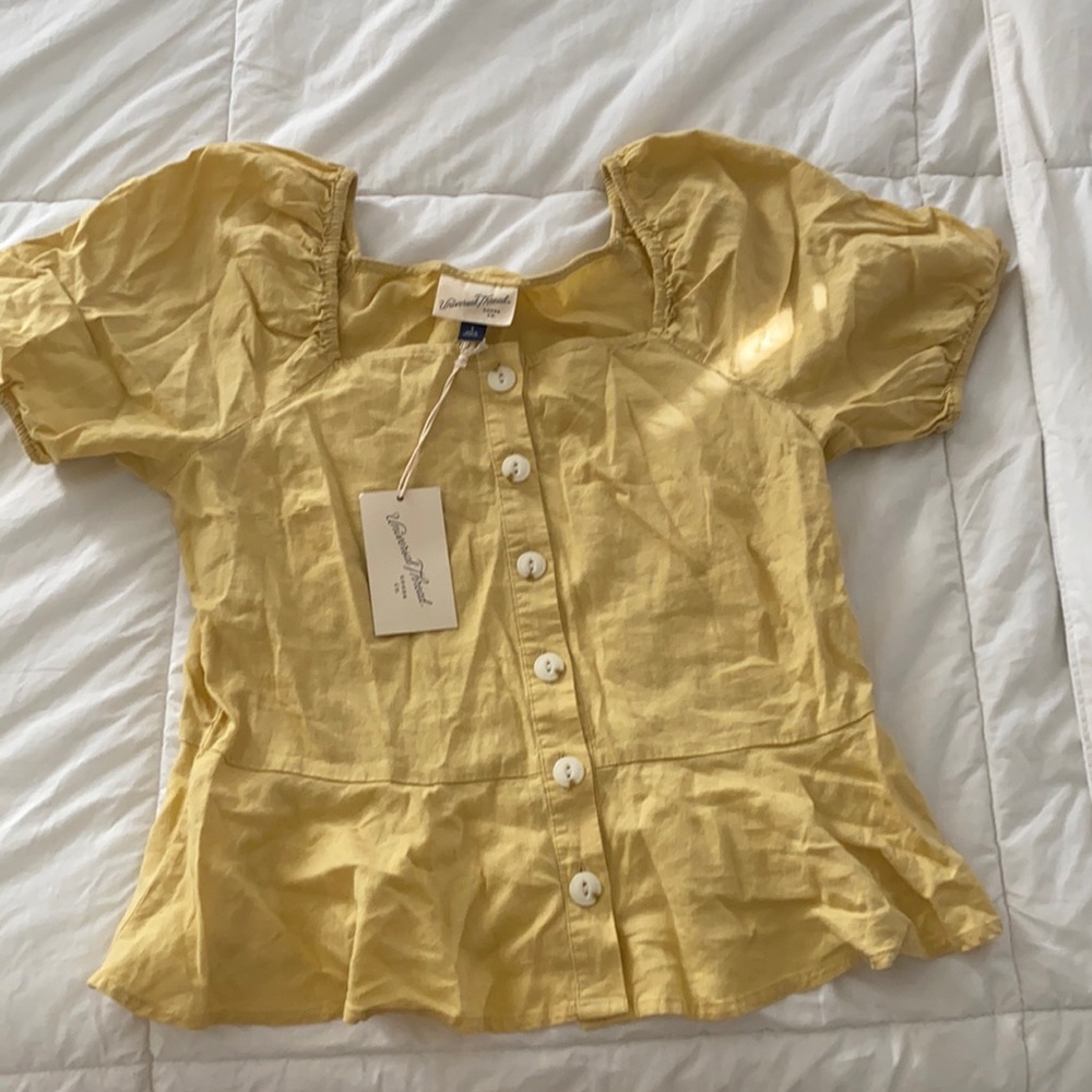 Yellow Short Sleeve Blouse